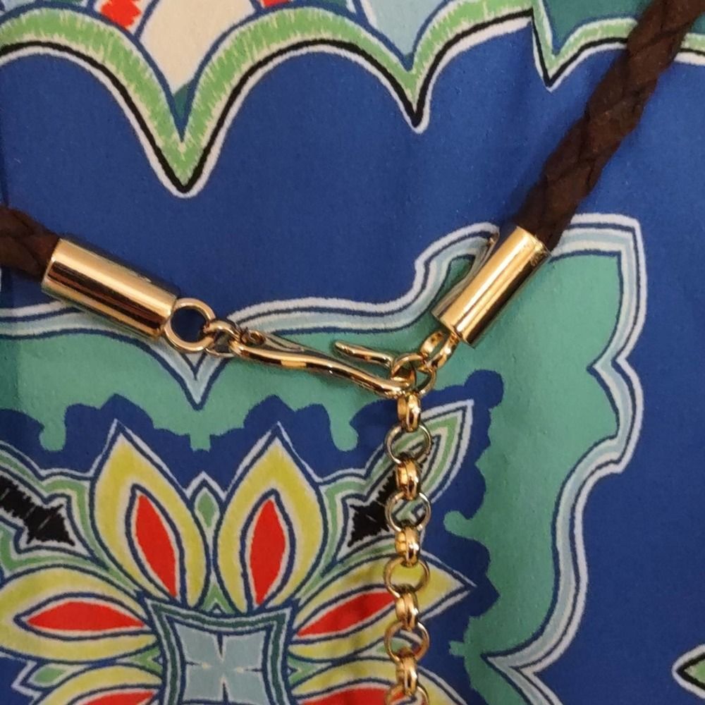 Hale Bob Mandala Paisley Belted Shift Dress in Teal Small $290 - Picture 7 of 10